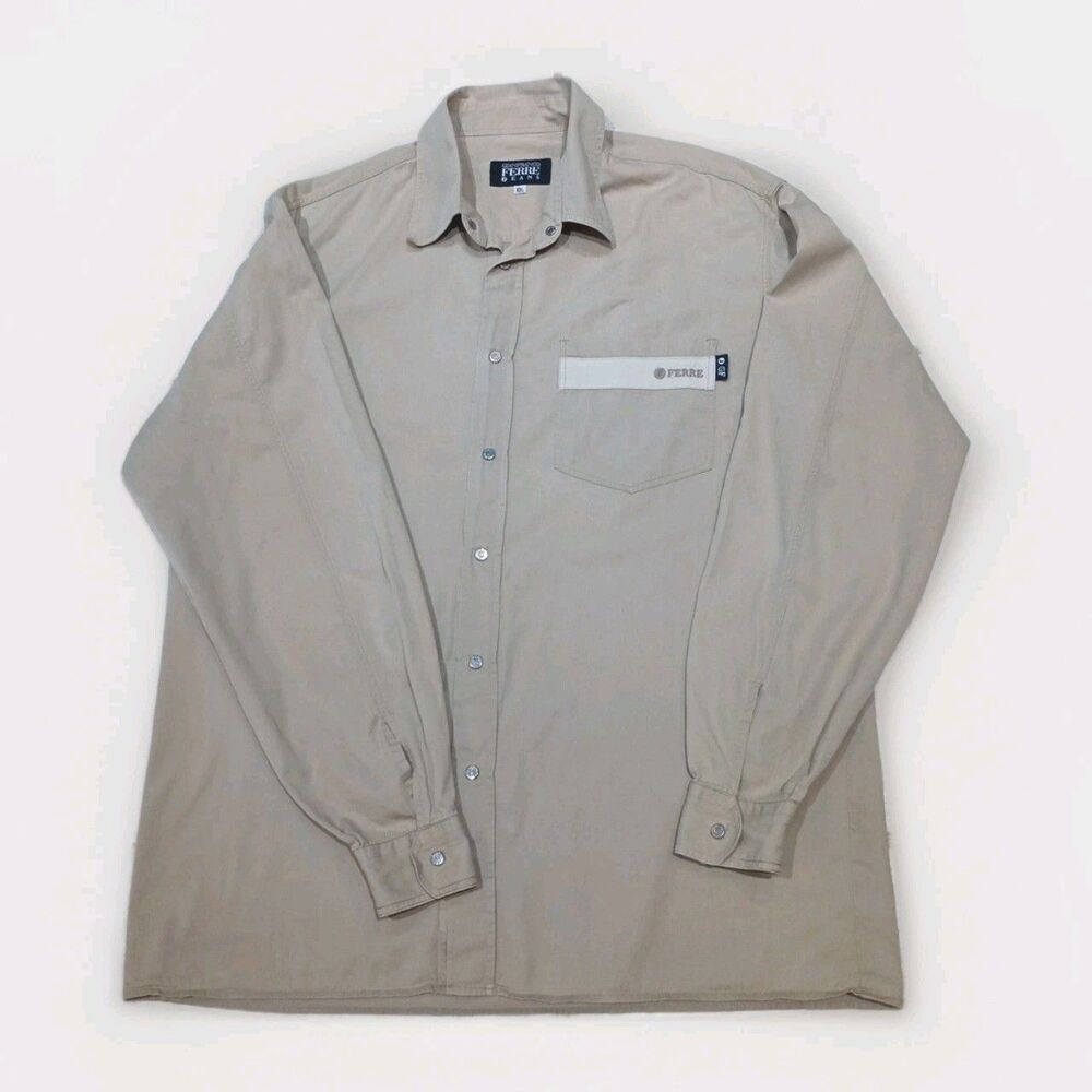 Vintage Gianfranco Ferre Jeans Men's Long Sleeve Shirt Snap Close Cotton Italy